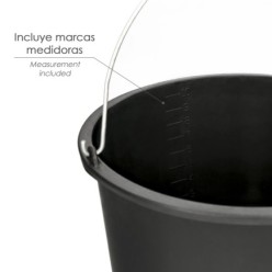 Cubo Obra Italiano Capacidad 10 Litros, Con Marcas Medidoras, Asa Acero Galvanizado, Resistente y Ligero,