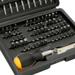 Juego Puntas con Destornillador 1/4" 99 Pzs, Con Apadtador, Cromo Vanadio, Kit Llave Combinada, Kit Carraca,
