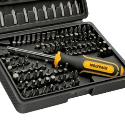 Juego Puntas con Destornillador 1/4" 122 Pzs, Con Apadtador, Cromo Vanadio, Kit Llave Combinada, Kit Carraca,