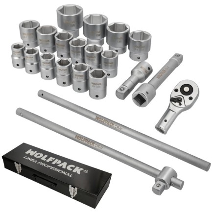 Juego Llaves De Vaso de Acero Cromo Vanadio con 21 Piezas 3/4" Plus  Con Maletin,