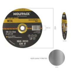 Disco Corte Abrasivo Metal Ø 230 x Ø 22 mm, Espesor 3,2 mm,Disco Radial / Amoladora Universal