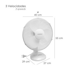 Ventilador Maurer Mesa Ø 40 cm, 45 W, Aspas gran tamaño, Inclinación ajustable, 3 velocidades