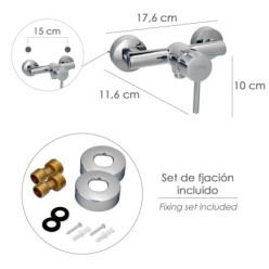 Monomando Ducha "Dresde" Mezclador Central Grifo Baño, Grifo Encimera, Grifo Cocina, Grifo Mezclador, Cartucho Ceramico Ø 35 mm,