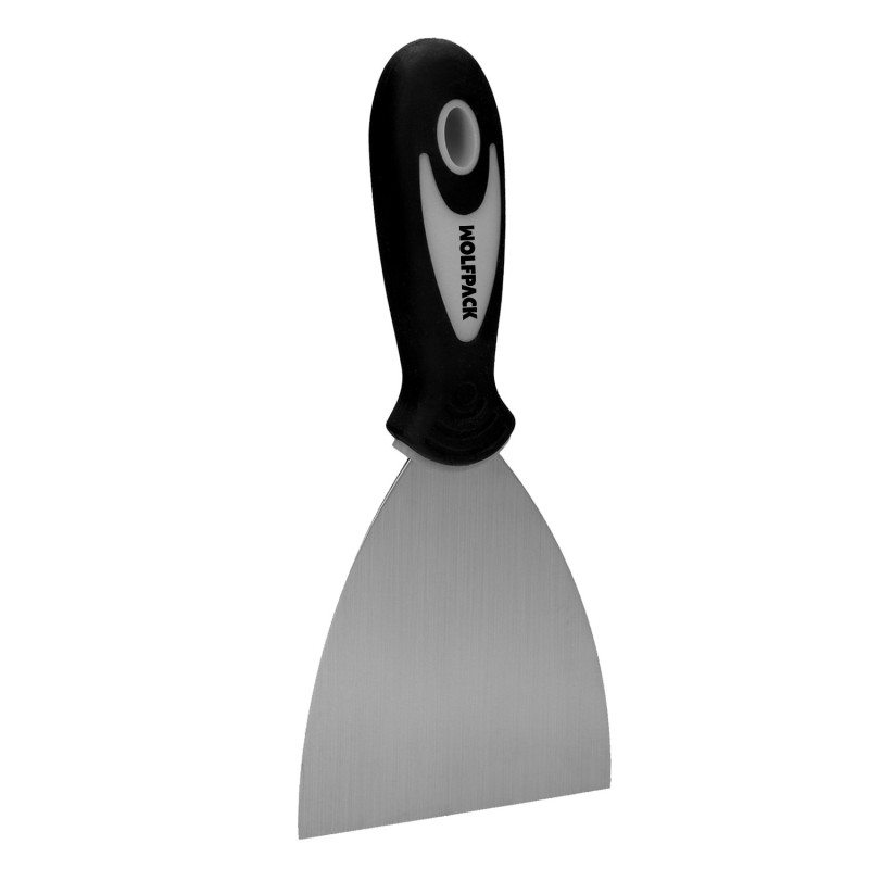 Espatula Acero Inoxidable Ancho 80 mm, Con Mango de Goma Ergonomico, Espatula Pintor, Espatula Masilla, Paletina, Paleta Rascar
