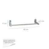Toallero Barra 60 cm, Color Inox Con Efecto Espejo, Autoadhesivo Resistente, Porta Toallas, Toallero Adhesivo Pared/Mueble al po