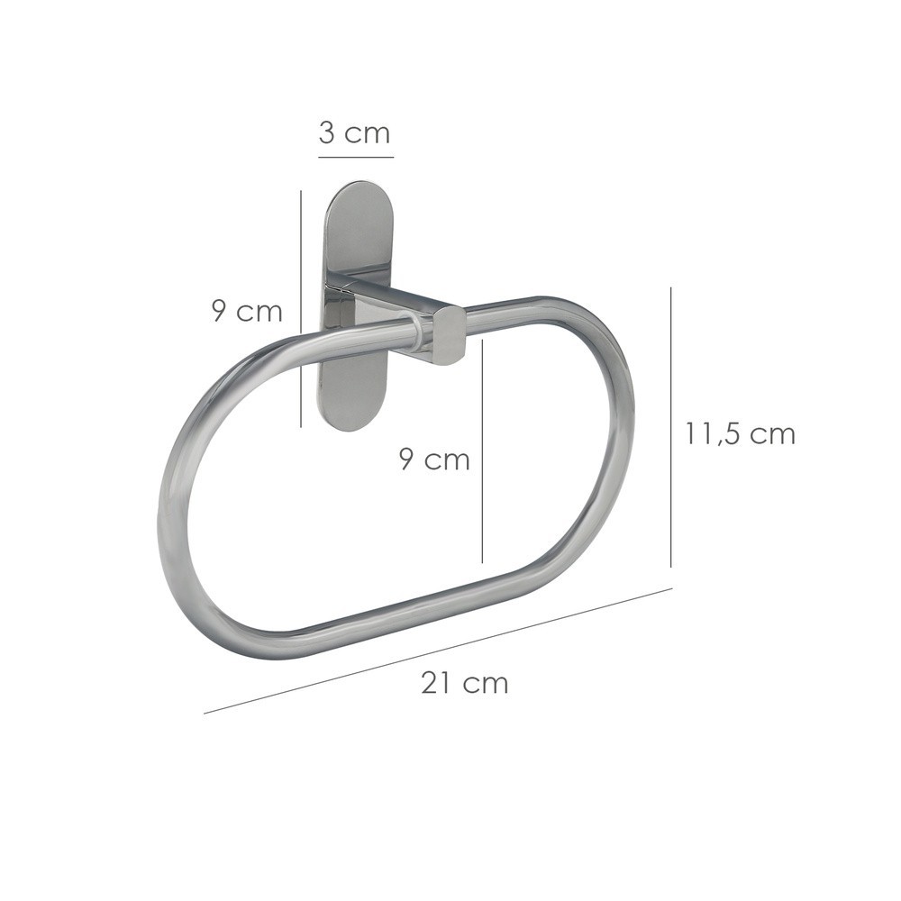 Toallero Forma Anilla Color Inox Con Efecto Espejo, Autoadhesivo Resistente, Porta Toallas, Toallero Adhesivo Pared / Mueble al 
