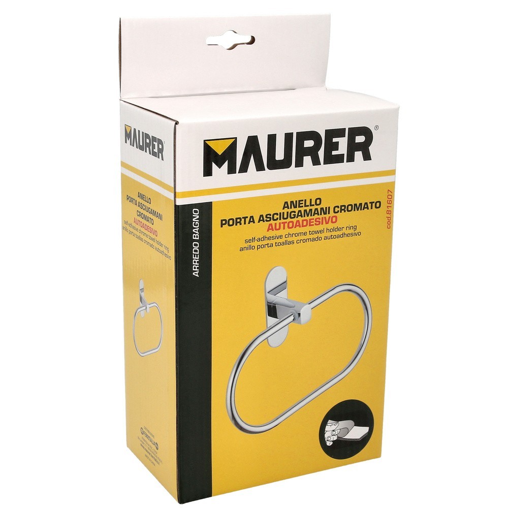Toallero Forma Anilla Color Inox Con Efecto Espejo, Autoadhesivo Resistente, Porta Toallas, Toallero Adhesivo Pared / Mueble al 