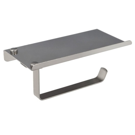 Portarrollos Baño Con Estante Para Moviles Autoadhesivo, Color Inox Con Efecto Espejo, Autoadhesivo Resistente o Con Tornillos a
