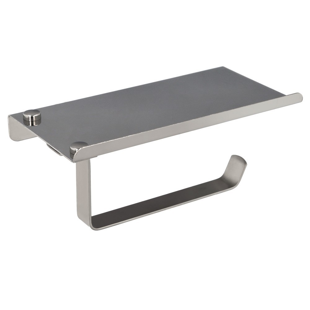 Portarrollos Baño Con Estante Para Moviles Autoadhesivo, Color Inox Con Efecto Espejo, Autoadhesivo Resistente o Con Tornillos a