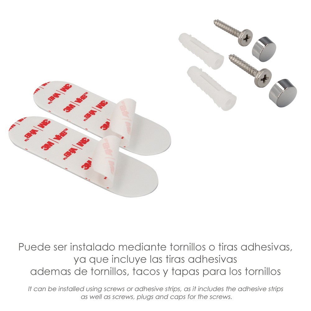 Portarrollos Baño Con Estante Para Moviles Autoadhesivo, Color Inox Con Efecto Espejo, Autoadhesivo Resistente o Con Tornillos a