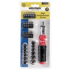 Juego Destornillador Carraca con 29 piezas, (12 vasos y 16 Puntas)