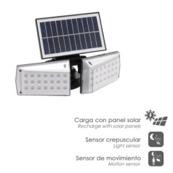 Aplique Solar Led Doble Con Sensor de Movimiento / Crepuscular 450 Lumenes, Protección IP65