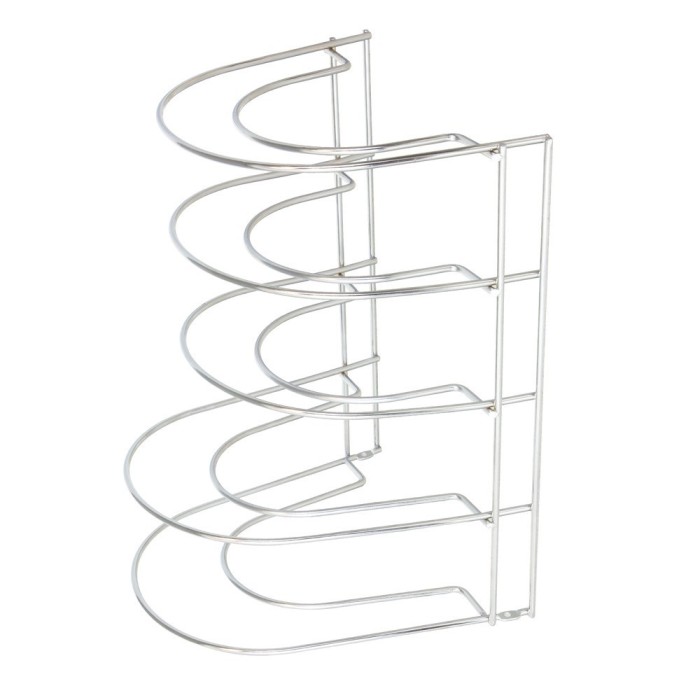 Soporte Vertical 5 Niveles Para Sartenes, Tapaderas, Acero Cromado al por Mayor | Almacén de Ferretería