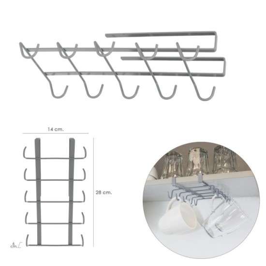 Colgador Tazas, Soporte Cocina Bajo Mueble, Acero Cuelgatazas para 10 tazas al por Mayor | Almacén de Ferretería