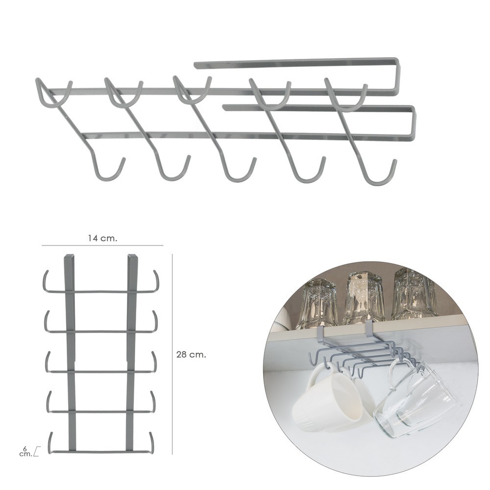 Colgador Tazas, Soporte Cocina Bajo Mueble, Acero Cuelgatazas para 10 tazas al por Mayor | Almacén de Ferretería