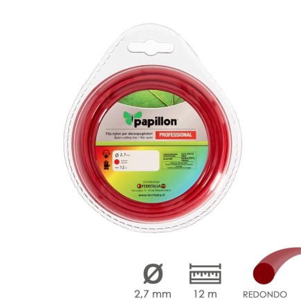 Hilo Nylon Desbrozadoras Redondo Profesional Ø 2,7 mm, Rollo 12 metros, Hilo Nylon Corte Desbrozadores Hierba, Jardin, Maleza