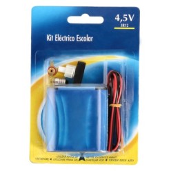 Kit Eléctrico Escolar, Set para el Colegio, Pila Petaca 4,5V, Interruptor 220V, Cable y Bombilla,