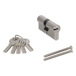 Cilindro Seguridad 30x40 mm, Leva Larga Niquelado Con 5 llaves