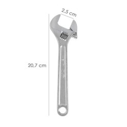 Llave Ajustable Moleta 8" / 200 mm, Llave Inglesa, Llave Apriete, Llave Ajustable