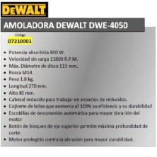 Amoladora Dewalt 800 W,     DWE 4056 QS