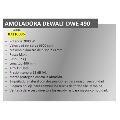 Amoladora Dewalt 2000 W, DWE 490