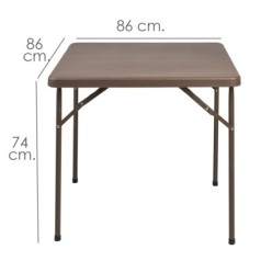 Mesa Plegable Cuadrada 86x86x74 cm, Color Marron,