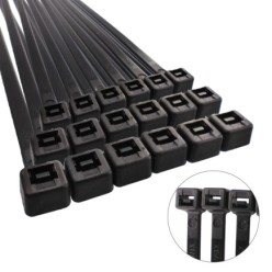 Brida Nylon 100%, Color Negro 2,5 x 200 mm, Bolsa 100 unidades, Abrazadera Plastico, Organizador Cables, Alta Resistencia