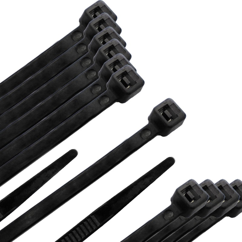 Brida Nylon 100%, Color Negro 4,5 x 360 mm, Bolsa 100 unidades, Abrazadera Plastico, Organizador Cables, Alta Resistencia
