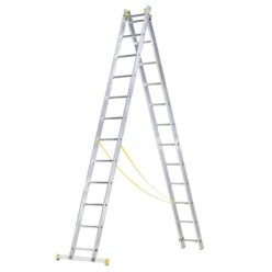 Escalera Aluminio 2 Tramos 12+12 Peldaños, Plegable, Antideslizante, Resistente