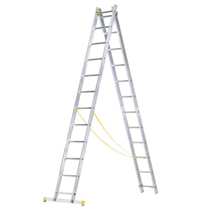 Escalera Aluminio 2 Tramos 12+12 Peldaños, Plegable, Antideslizante, Resistente