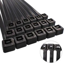 Brida Nylon 100%, Color Negro 7,5 x 360 mm, Bolsa 100 unidades, Abrazadera Plastico, Organizador Cables, Alta Resistencia
