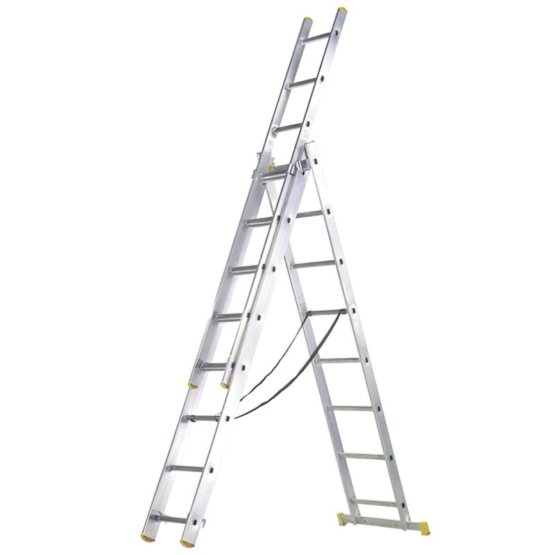 Escalera Aluminio 3 Tramos 7+7+7 Peldaños,Plegable, Telescópica, Antideslizante, Resistente,