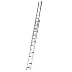 Escalera Aluminio 2 Tramos Mecanica 14 Peldaños, Plegable, Telescópica, Antideslizante, Resistente