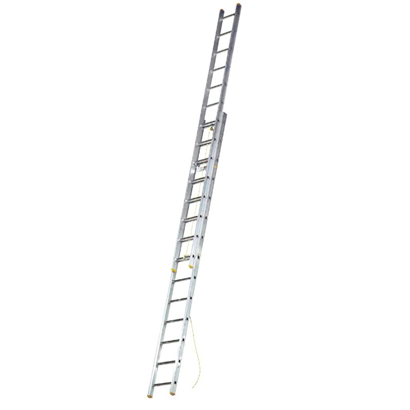Escalera Aluminio 2 Tramos Mecanica 14 Peldaños, Plegable, Telescópica, Antideslizante, Resistente