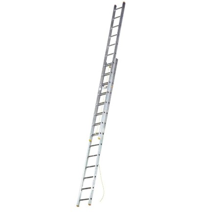 Escalera Aluminio 2 Tramos Mecanica 14 Peldaños, Plegable, Telescópica, Antideslizante, Resistente