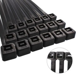 Brida Nylon 100%, Color Negro 9,0 x 780 mm, Bolsa 100 unidades, Abrazadera Plastico, Organizador Cables, Alta Resistencia