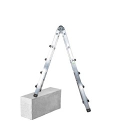 Escalera Telescópica Aluminio  3+3 Peldaños Perfil 67 mm,