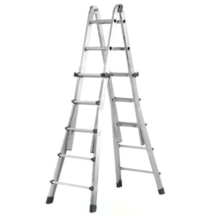 Escalera Telescópica Aluminio  4+4 Peldaños Perfil 67 mm,