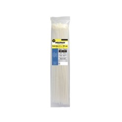 Brida Nylon 100%, Color Blanco / Natural 2,5 x 100 mm, 100 Piezas, Abrazadera Plastico, Organizador Cables, Alta Resistencia