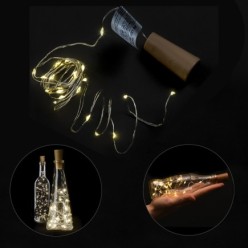 Luces Navidad Guirnalda Led con Tapon 20 Microled Blanco Calido IP20, A Pilas 3 LR44 (Si Incluidas)