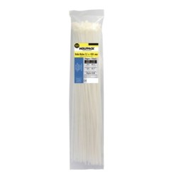 Brida Nylon 100%, Color Blanco / Natural 7,5 x 450 mm, 100 Piezas, Abrazadera Plastico, Organizador Cables, Alta Resistencia