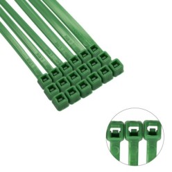 Brida Nylon 100%, Color Verde 4,6 x 200 mm, Bolsa 100 Unidades, Abrazadera Plastico, Organizador Cables, Alta Resistencia