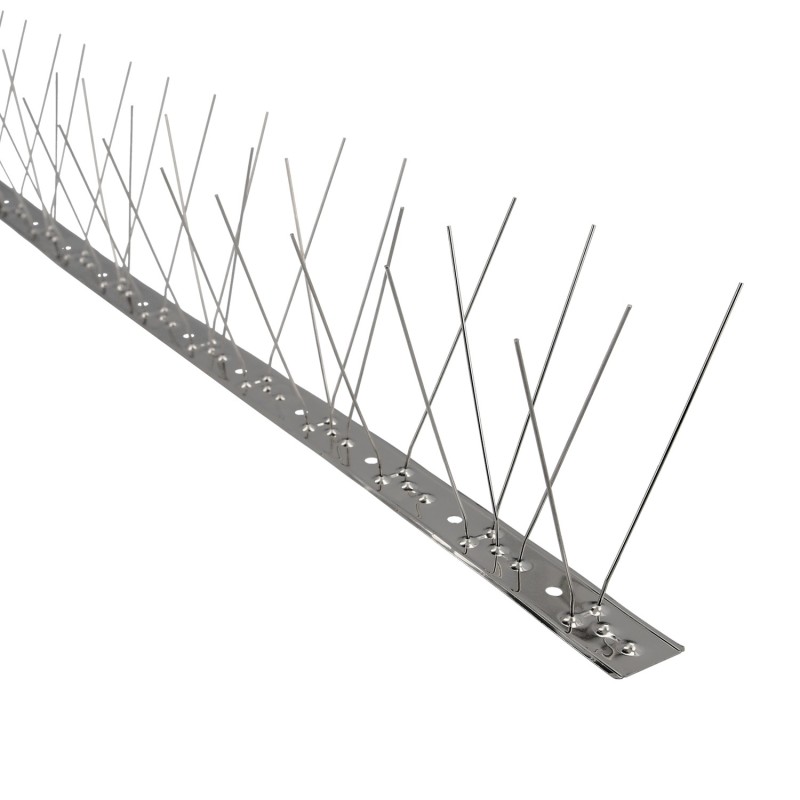 Pincho Anti Palomas / Pajaros 1 Metro Inoxidable Pincho Doble 60 Pinchos, Adaptable a Varias Posiciones