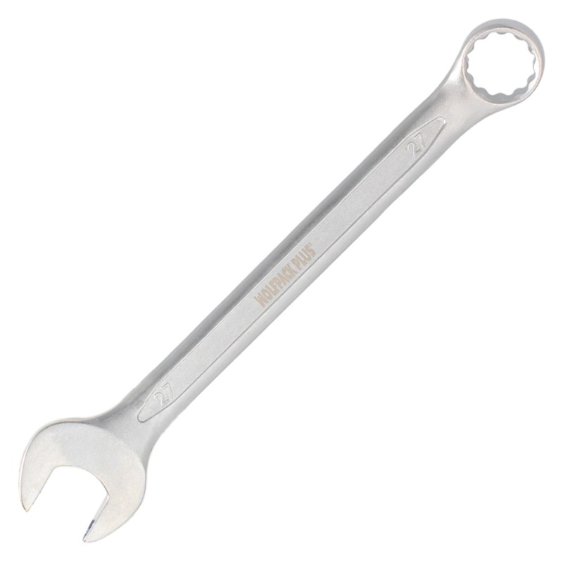 Llave Combinada Plus 27x27 Acero Cromo Vanadio DIN 3113, Llave Doble Boca, Llave Fija, Llave Estrella