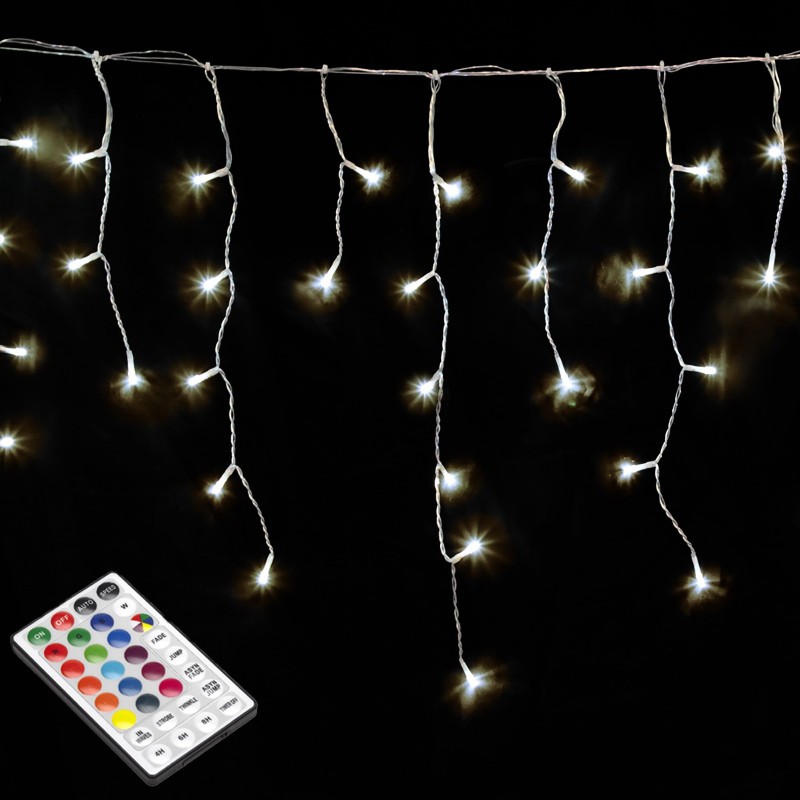 Guirnalda Luces Navidad Cortina x3 Metros 600 Leds Blanco Calido, Luz Navidad Interiores y Exteriores Ip44, Cable Transparente