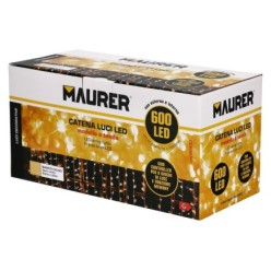 Guirnalda Luces Navidad Cortina x3 Metros 600 Leds Blanco Calido, Luz Navidad Interiores y Exteriores Ip44, Cable Transparente