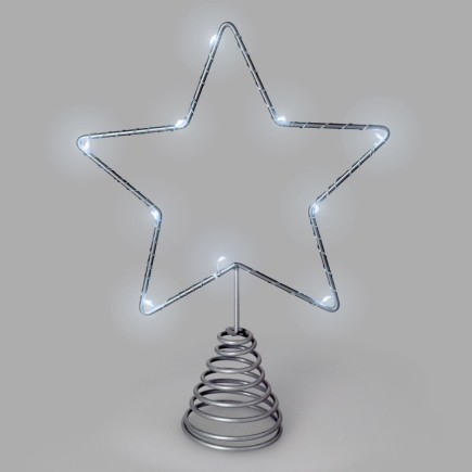 Guirnalda Adorno Luces Navidad Estrella Arbol Navidad Luz Blanco Frio, 10 Leds, Uso Interno Protección IP20, 2 Baterias AA