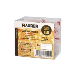 Guirnalda Luces Navidad A Pilas 50 Leds Papa Noel, Luz Calida Uso Interno IP20
