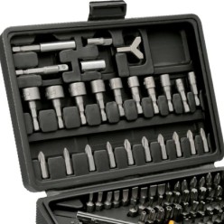 Juego Puntas con Destornillador 1/4" 122 Pzs, Con Apadtador, Cromo Vanadio, Kit Llave Combinada, Kit Carraca,