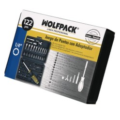 Juego Puntas con Destornillador 1/4" 122 Pzs, Con Apadtador, Cromo Vanadio, Kit Llave Combinada, Kit Carraca,